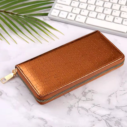 Portefeuille Tendance Holographique Motif Crocodile