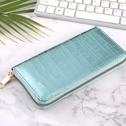 Portefeuille Tendance Holographique Motif Crocodile