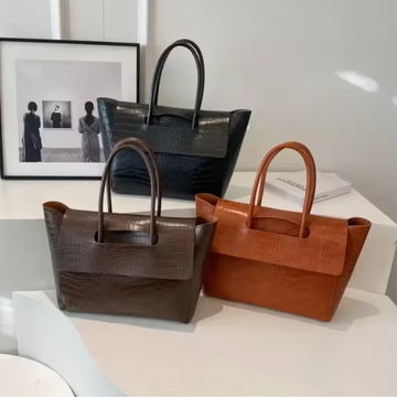 Sac Bandoulière Cuir Porté Main à Motif Crocodile