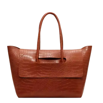 Sac Bandoulière Cuir Porté Main à Motif Crocodile