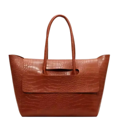 Sac Bandoulière Cuir Porté Main à Motif Crocodile