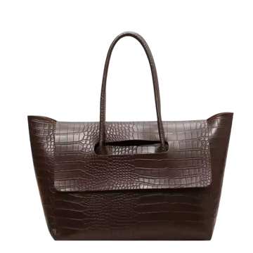 Sac Bandoulière Cuir Porté Main à Motif Crocodile