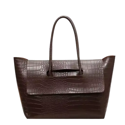 Sac Bandoulière Cuir Porté Main à Motif Crocodile