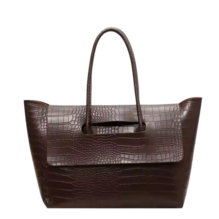 Sac Bandoulière Cuir Porté Main à Motif Crocodile