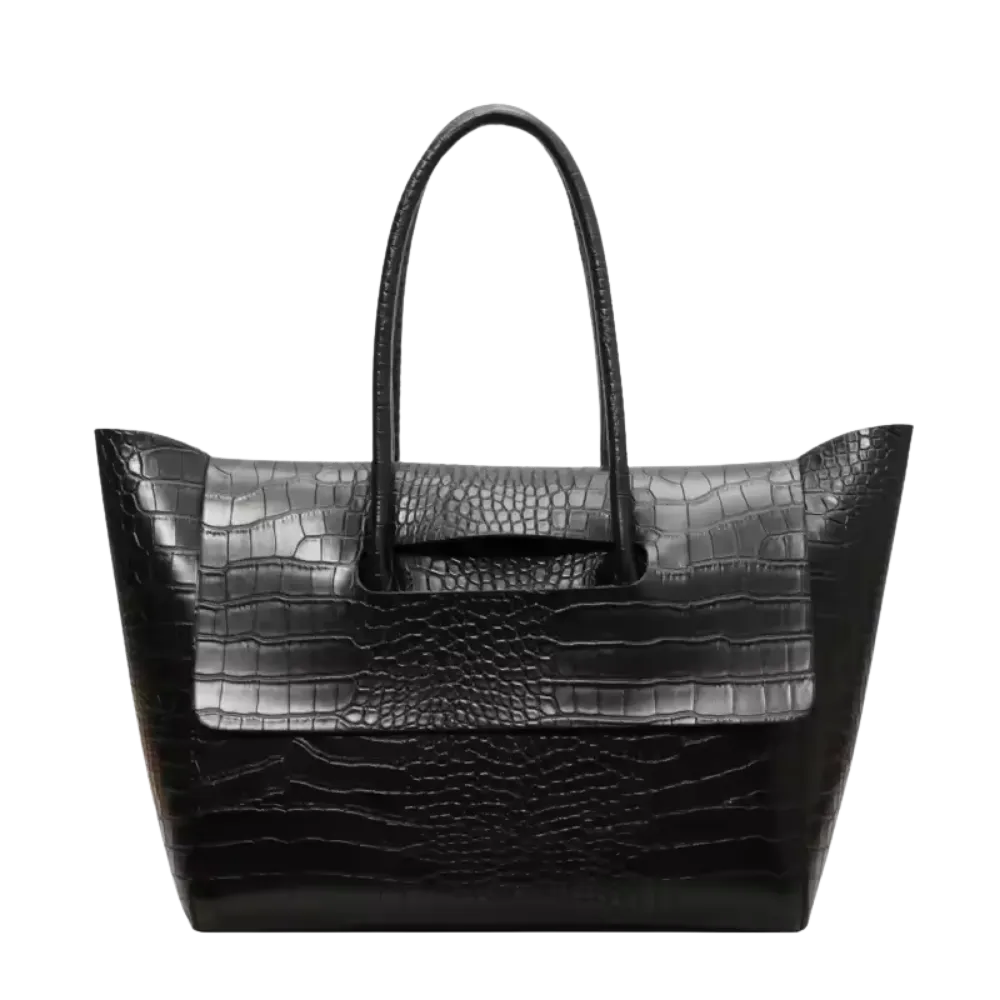 Sac Bandoulière Cuir Porté Main à Motif Crocodile