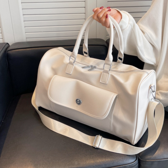 Sac De Sport ZIOSINM 28 L - Cuir PU Imperméable, Compartiment Chaussures Et Humide, Marron Clair