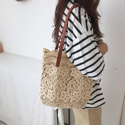 Sac Cabas Femme à Bandoulière en Dentelle Chic