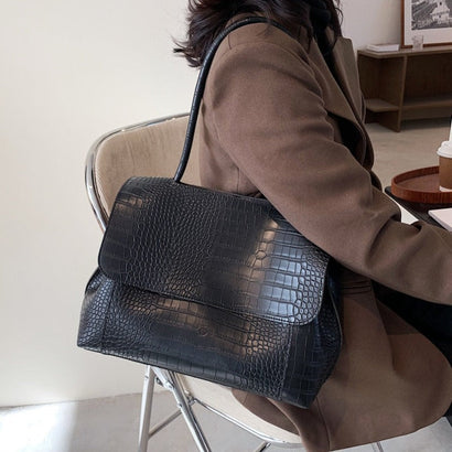 Sac à Main Cuir Mallette Décontracté Motif Crocodile