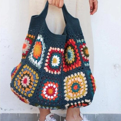 Sac Cabas Femme à Main Chic en Crochet Coloré