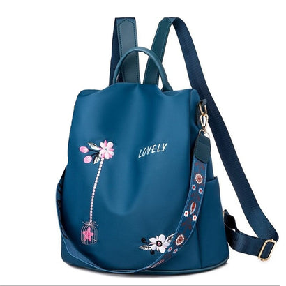 Sac à Dos Elégant Imperméable avec Broderie Florale