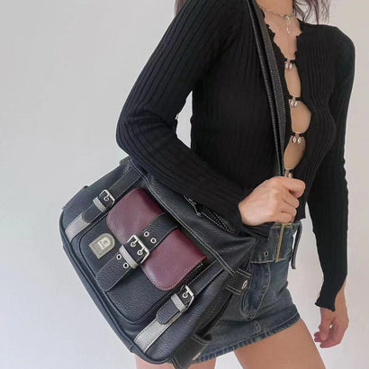 Sac Besace Femme Porté Epaule Rétro en Cuir